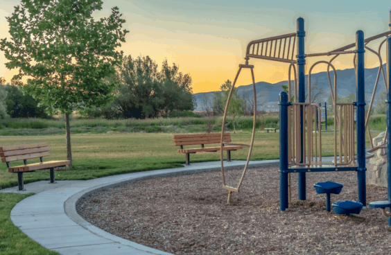 Benches around a children's playground